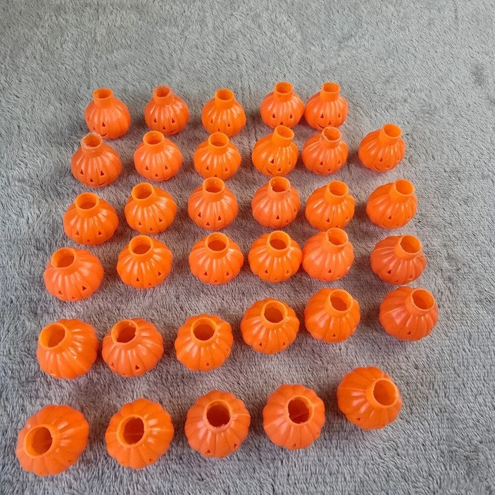 Halloween Pumpkin Light Covers 34 Orange Plastic Jack O Lantern String Lights